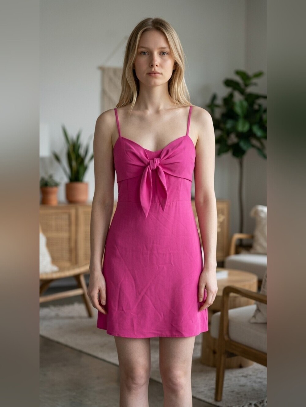 Socialite Fuchsia Spaghetti Strap Dress
